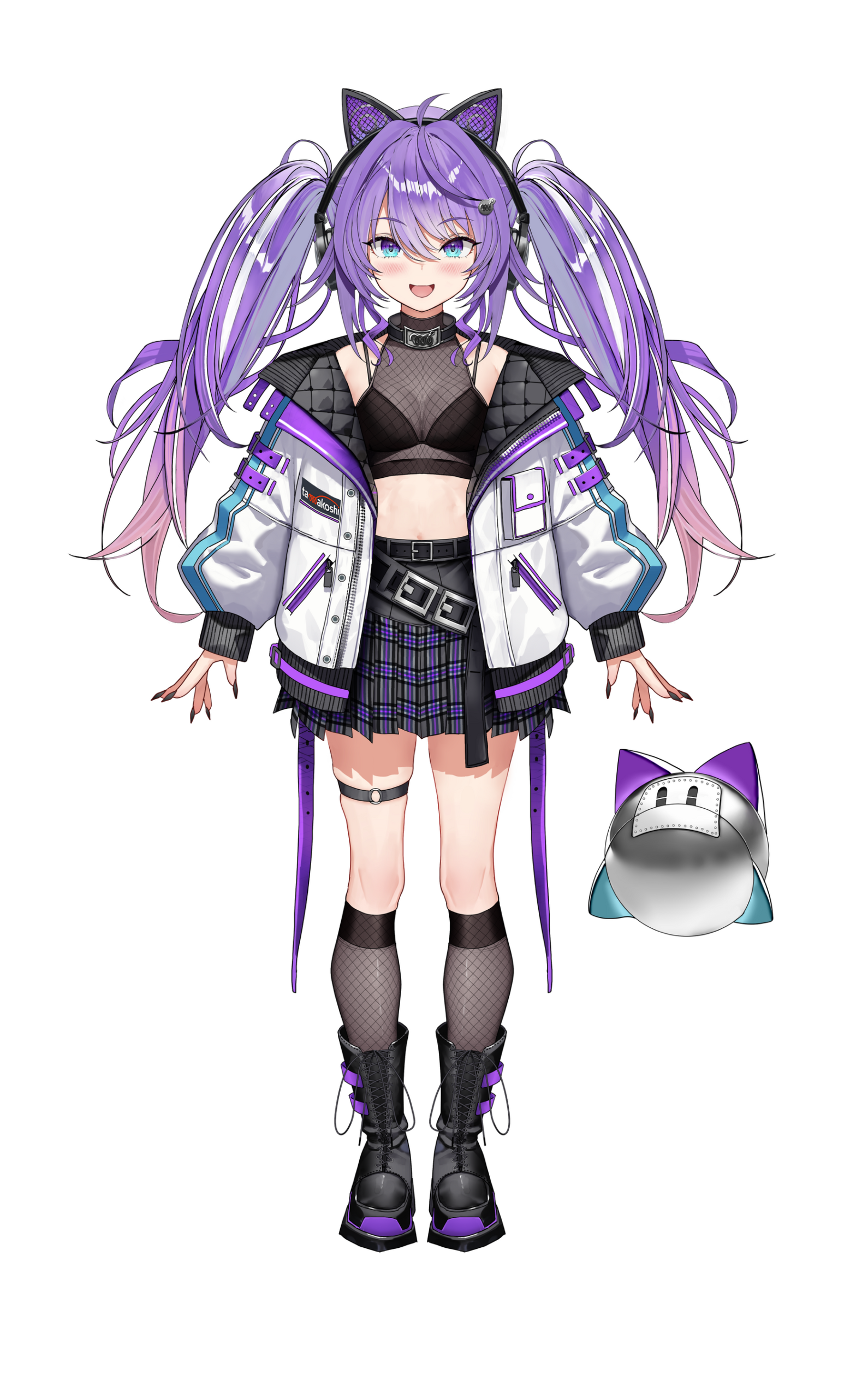 紫髪の猫耳VTuber全体像