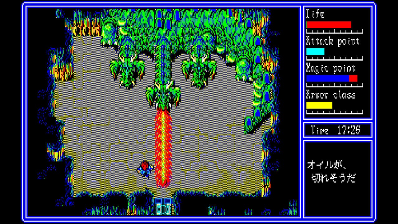 緑色のドラゴンが炎を吐くシーン