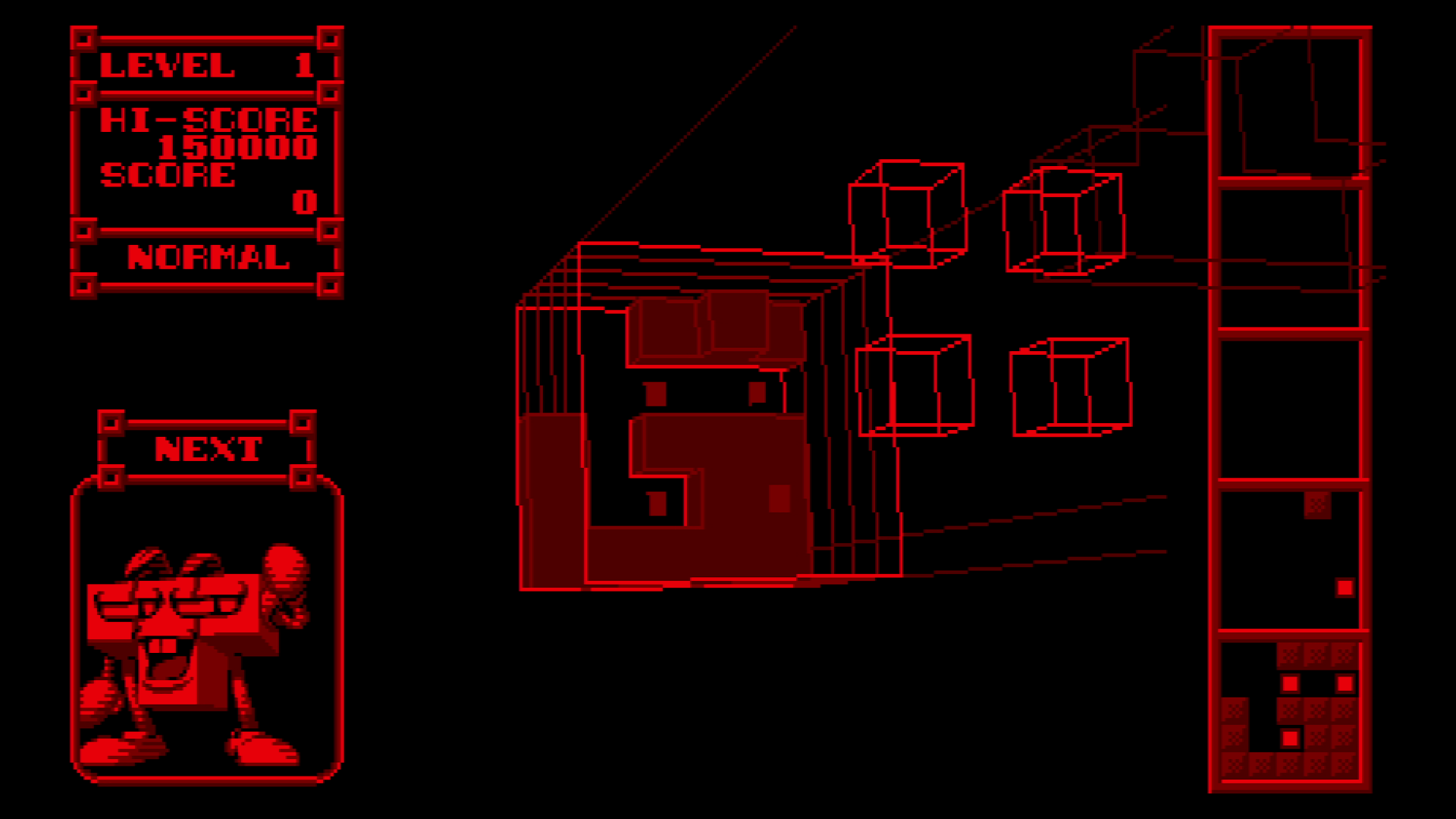 3Dテトリスのパズルプレイ中