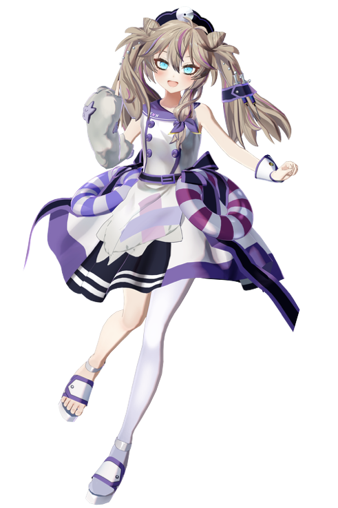 紫衣装のVTuberが躍動感たっぷり