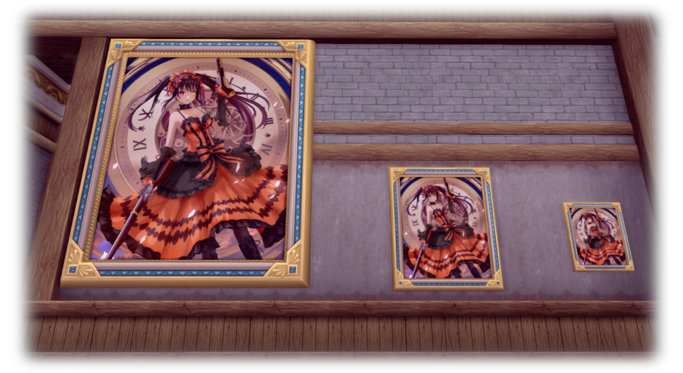 巨大な時崎狂三の絵が飾られた壁