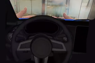 車の運転席から見たハンドル正面