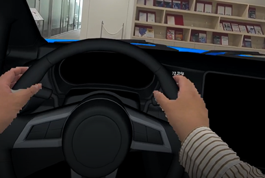 運転シミュレーションのハンドル操作