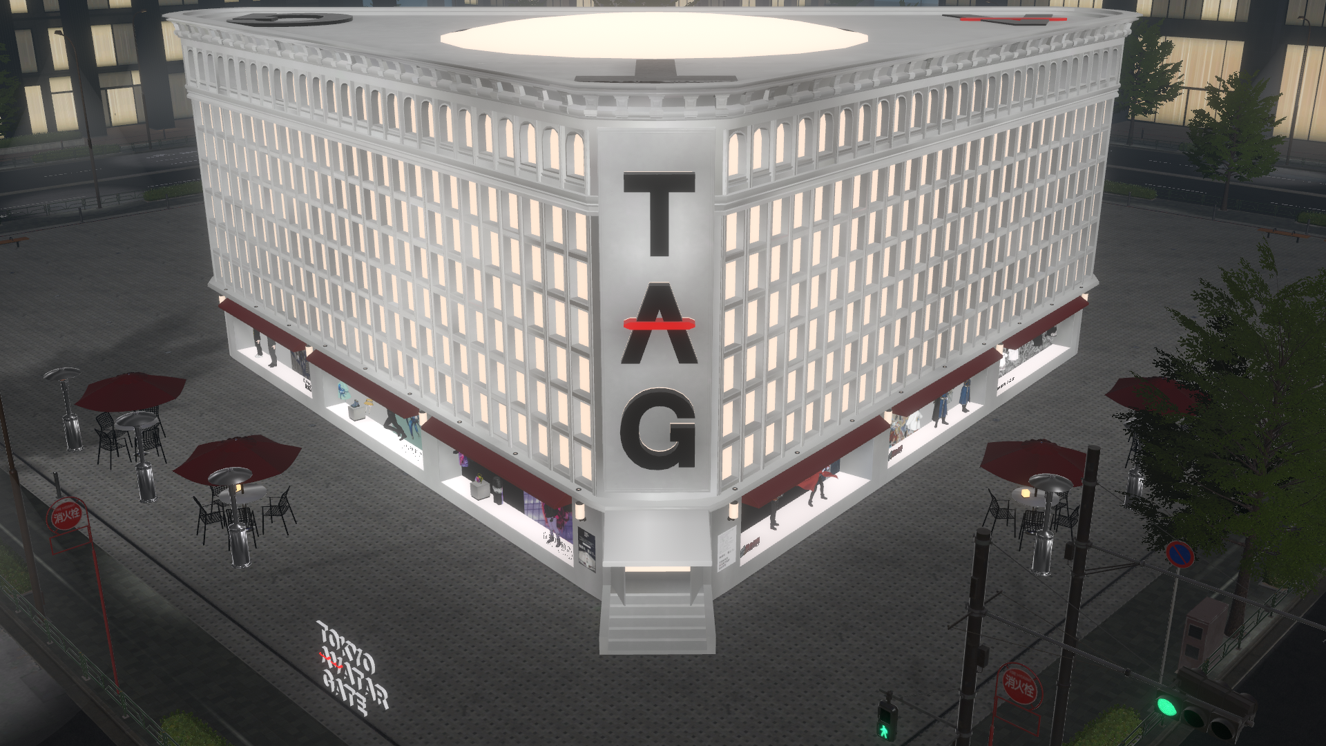 TAGビルの全景と通りの様子