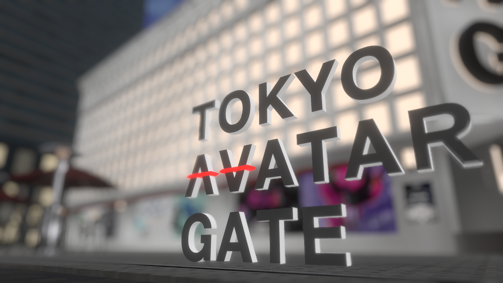 TOKYO AVATAR GATEの看板とビル背景