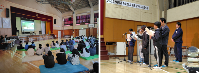 体育館での上映会の様子