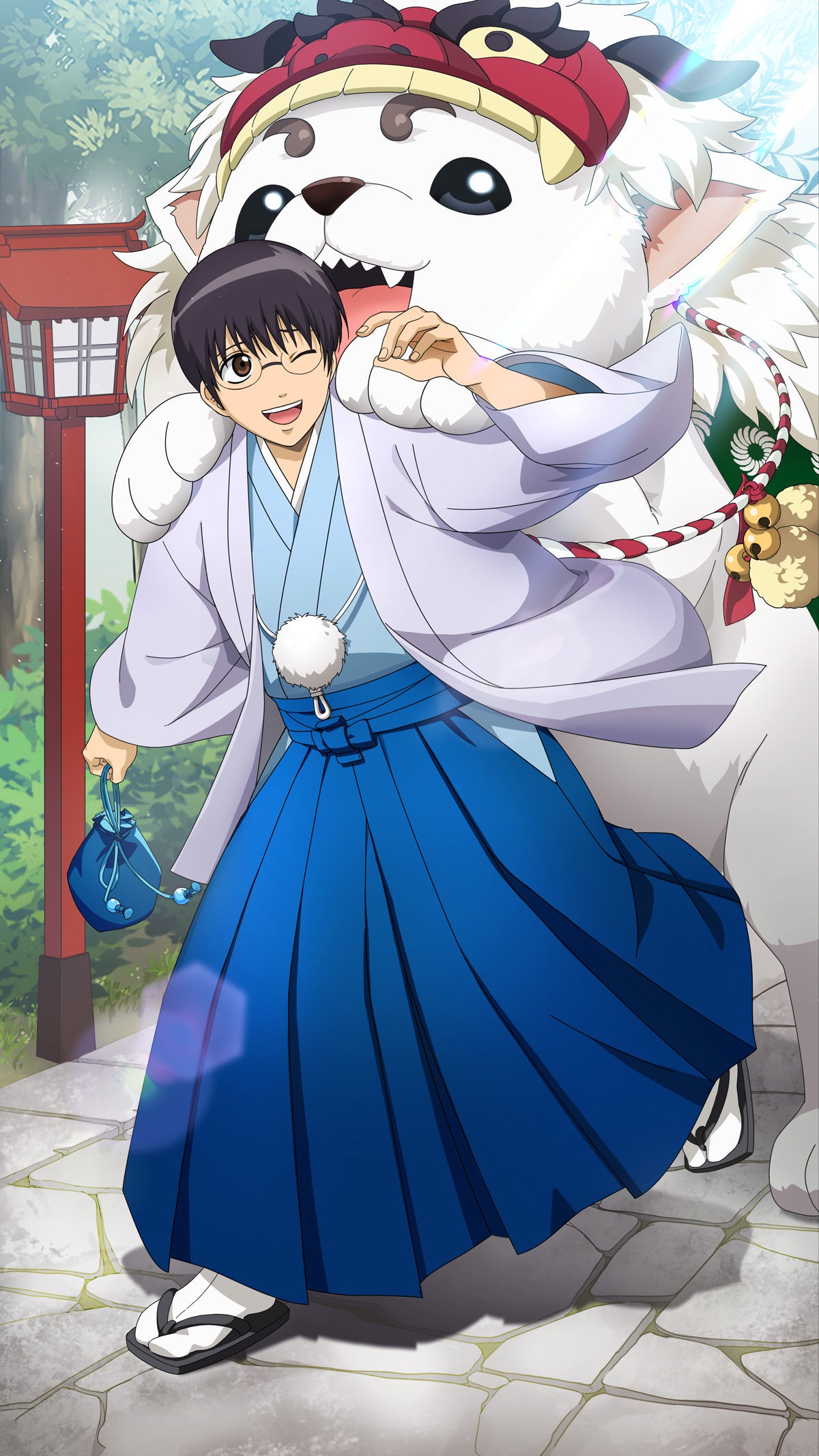 神楽と犬のポーズ