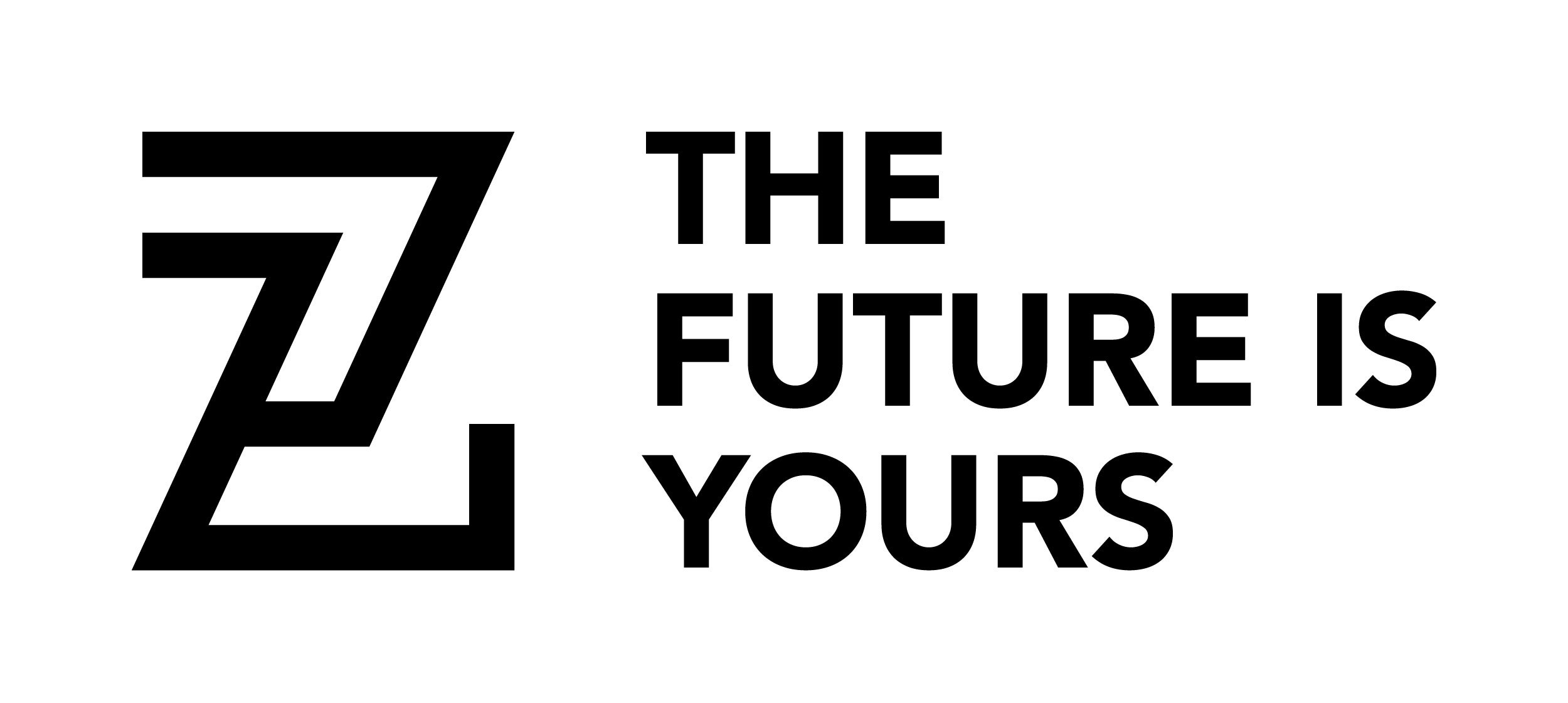 黒と白の『THE FUTURE IS YOURS』ロゴ