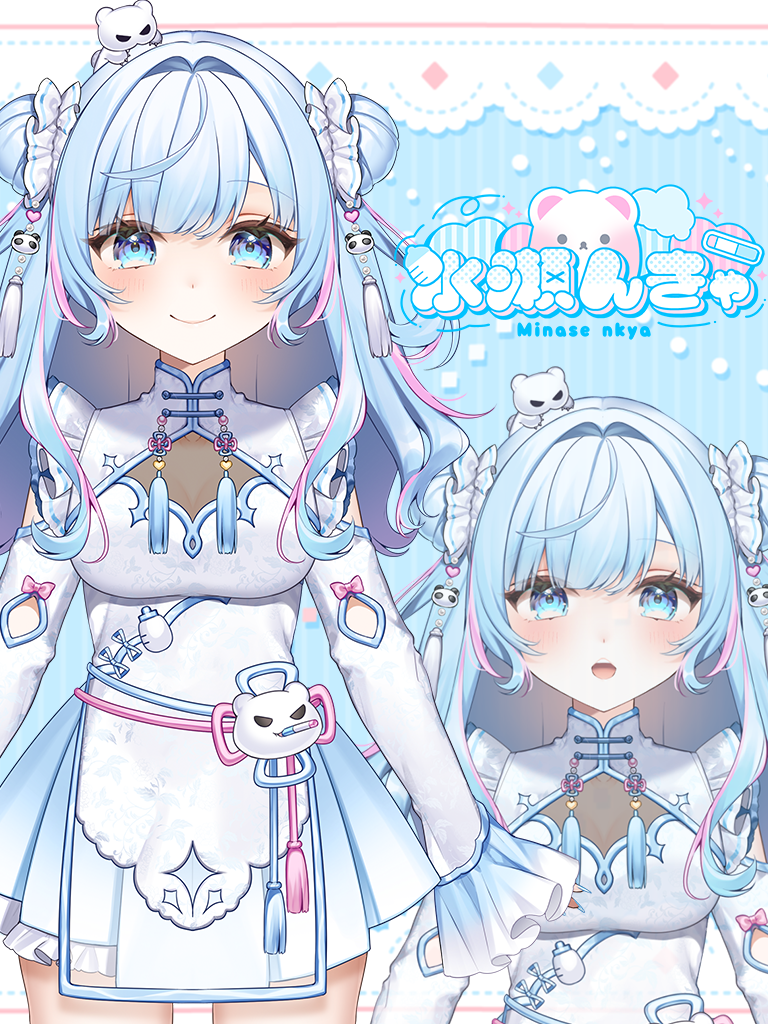 水色の髪のアニメキャラクターデザイン