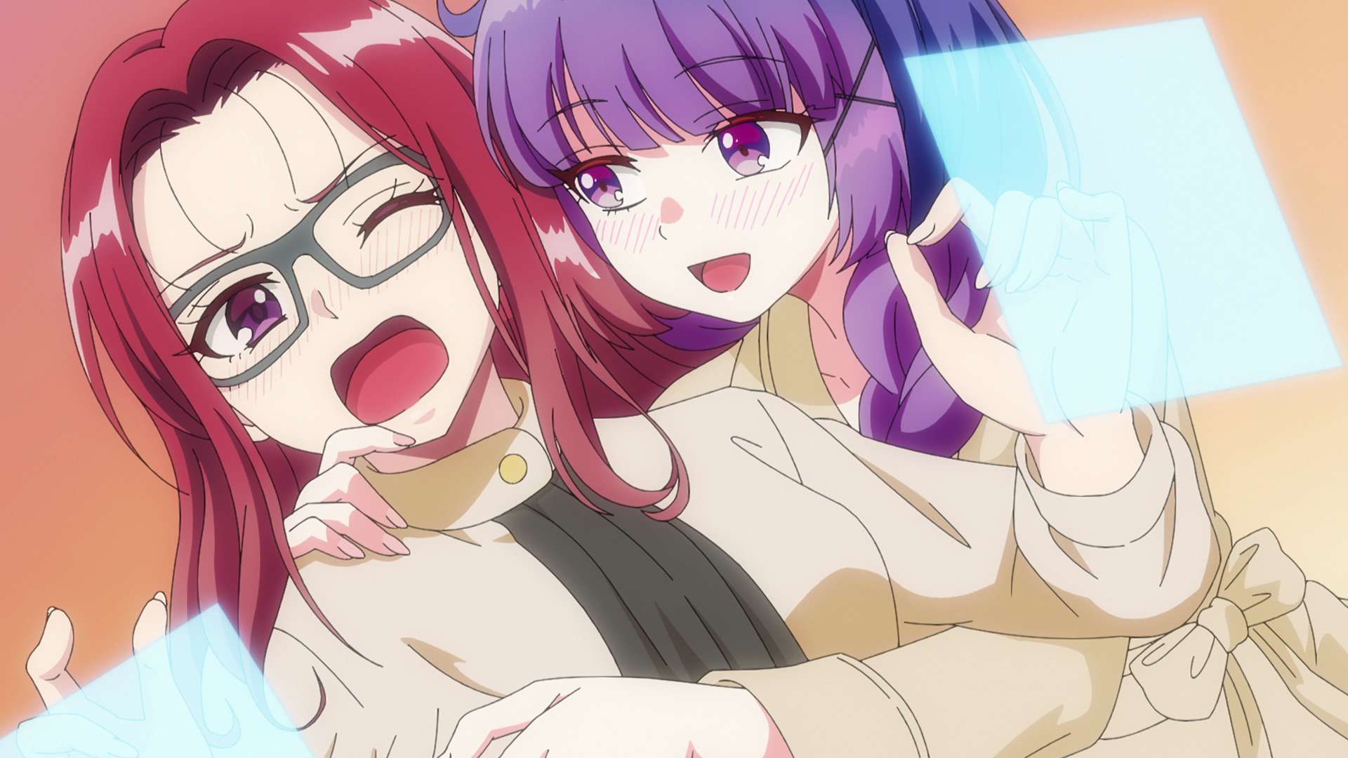 メガネ女子と紫髪少女の仲良し瞬間