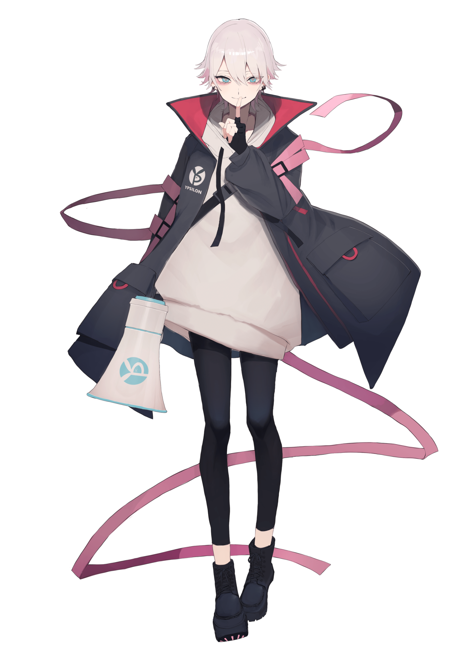 黒い衣装の白髪キャラクター