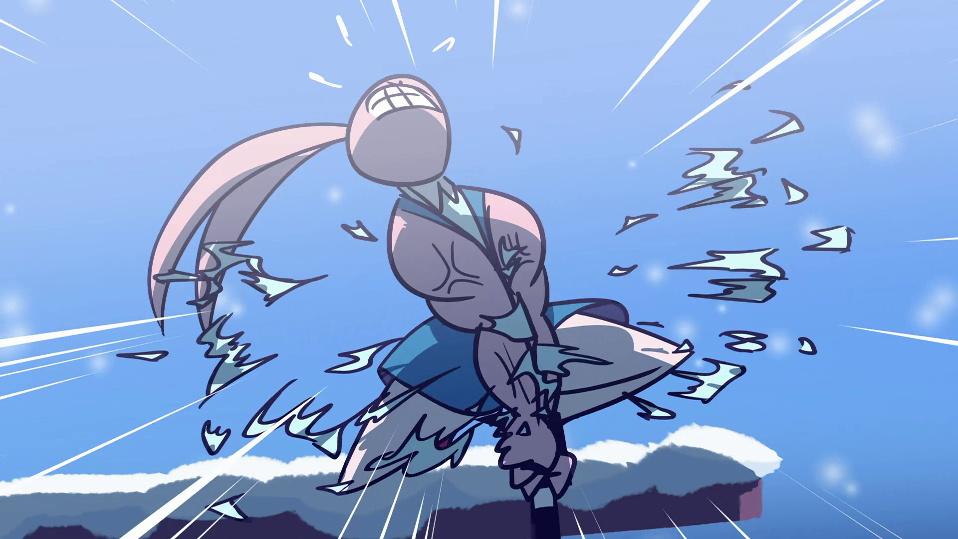 戦うウサギキャラの迫力あるアクション