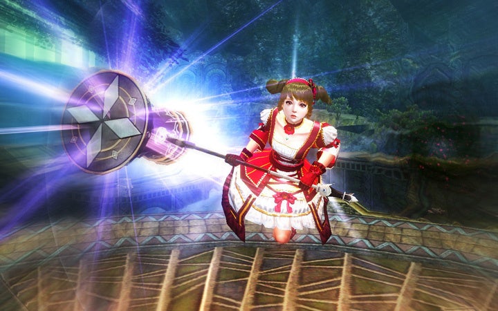 大きなハンマーを振るうキャラクター