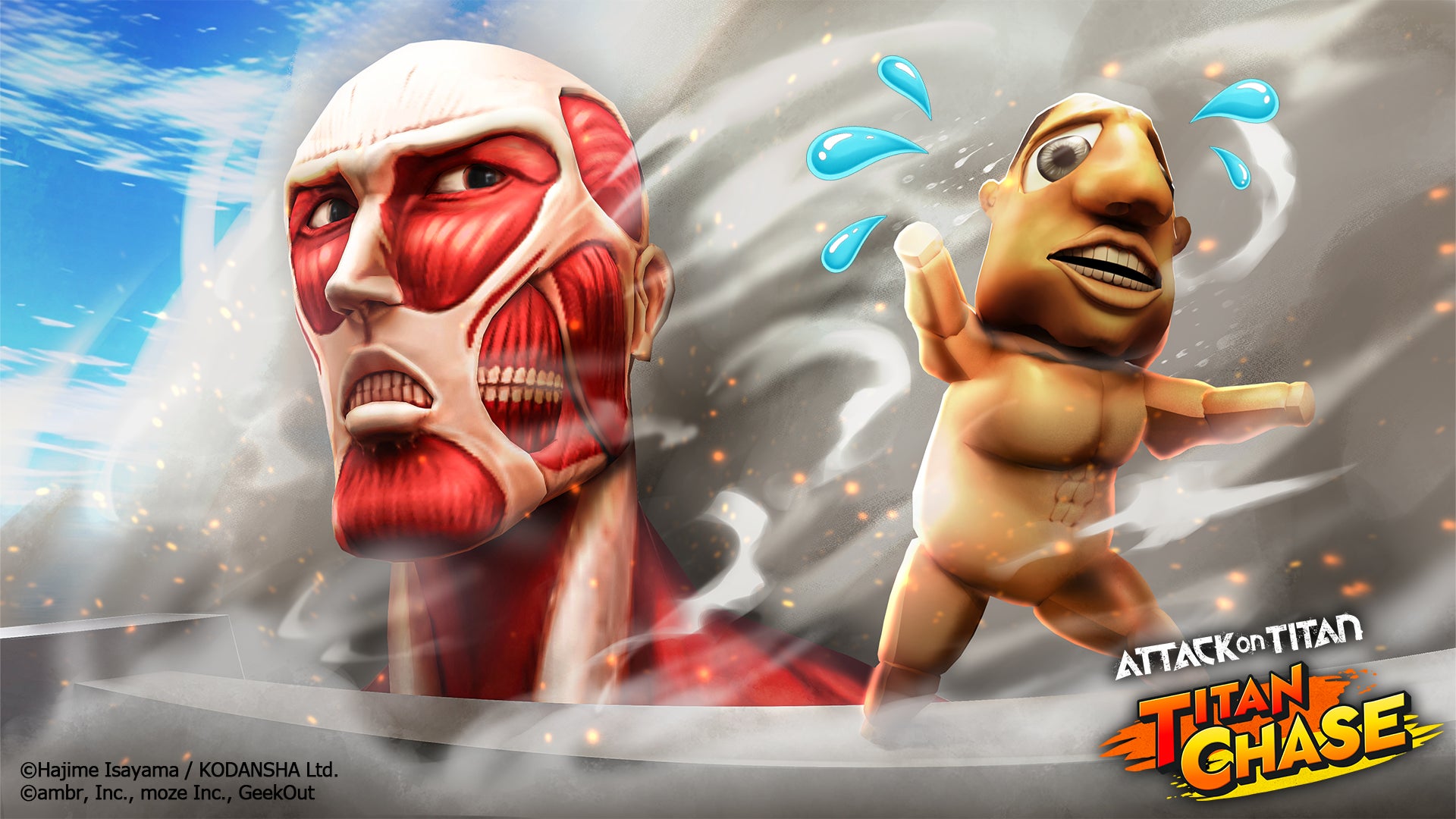 進撃の巨人と愉快なキャラクターが疾走