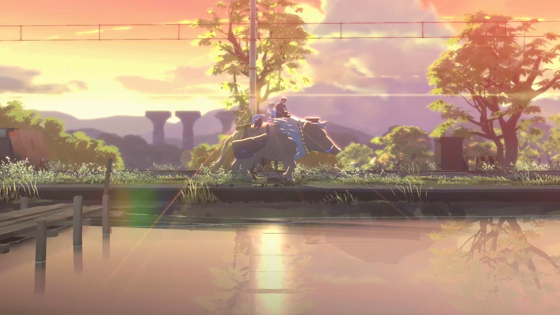 夕日の中の幻想的な景色