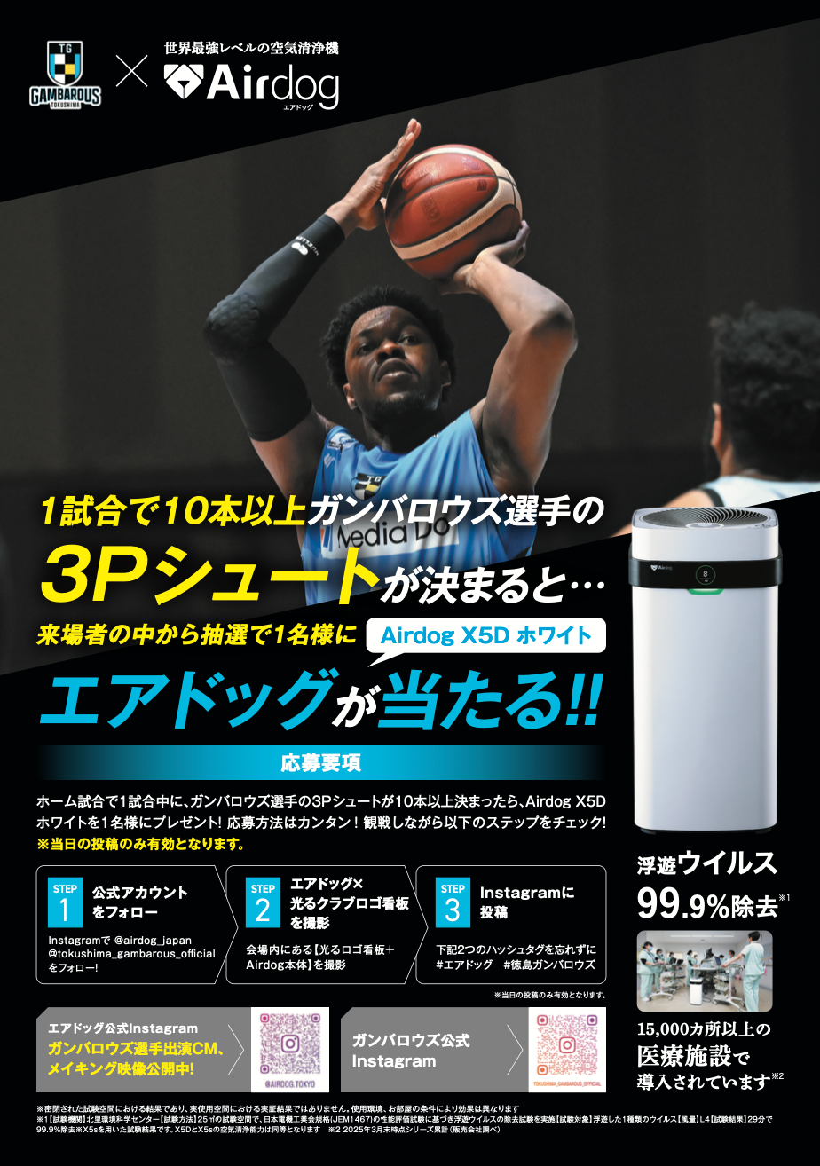 ガンバロウズ選手の3P賞品キャンペーン