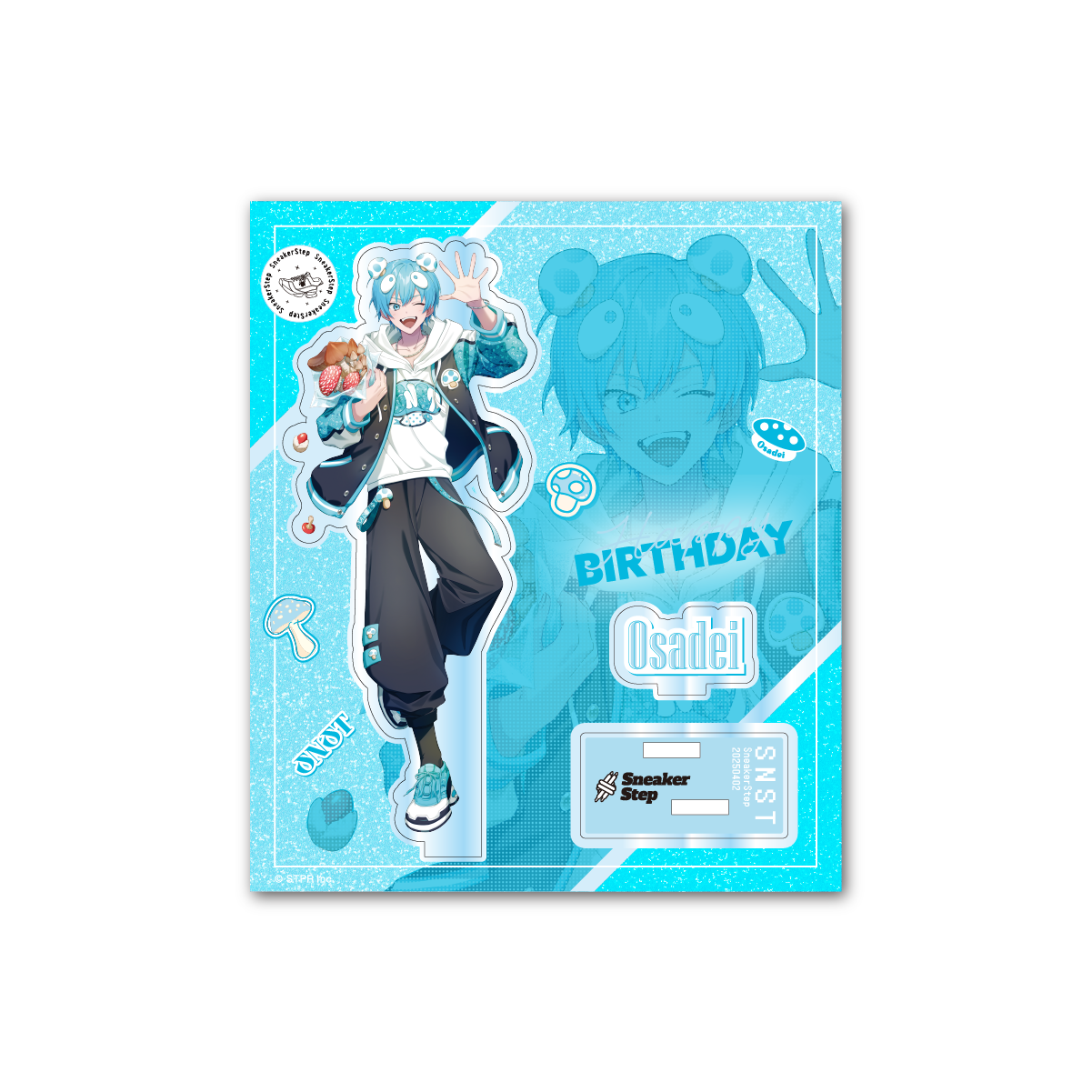 青髪キャラクターのバースデーステッカーセット