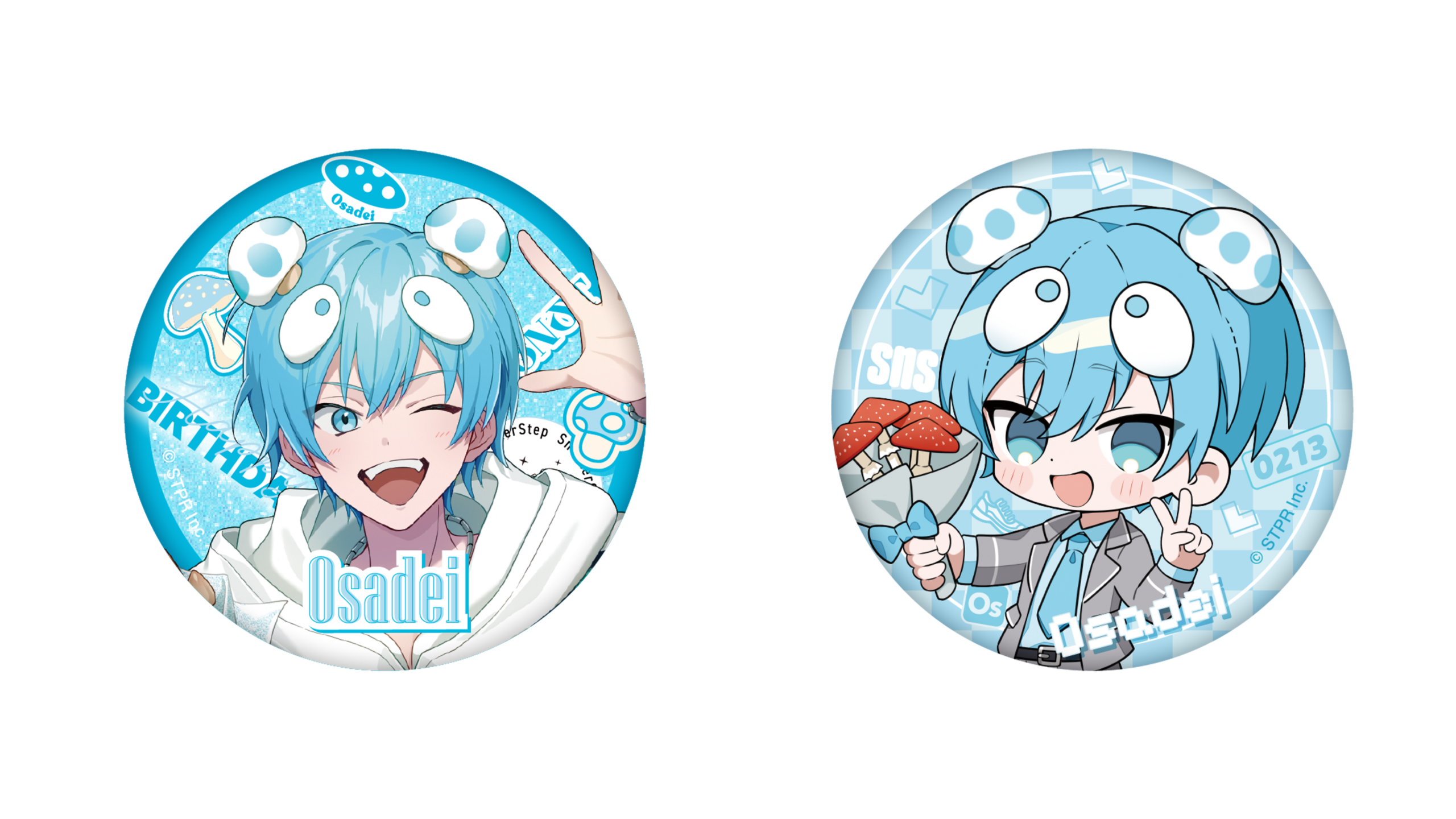 誕生日デザインの丸型バッジ2種類