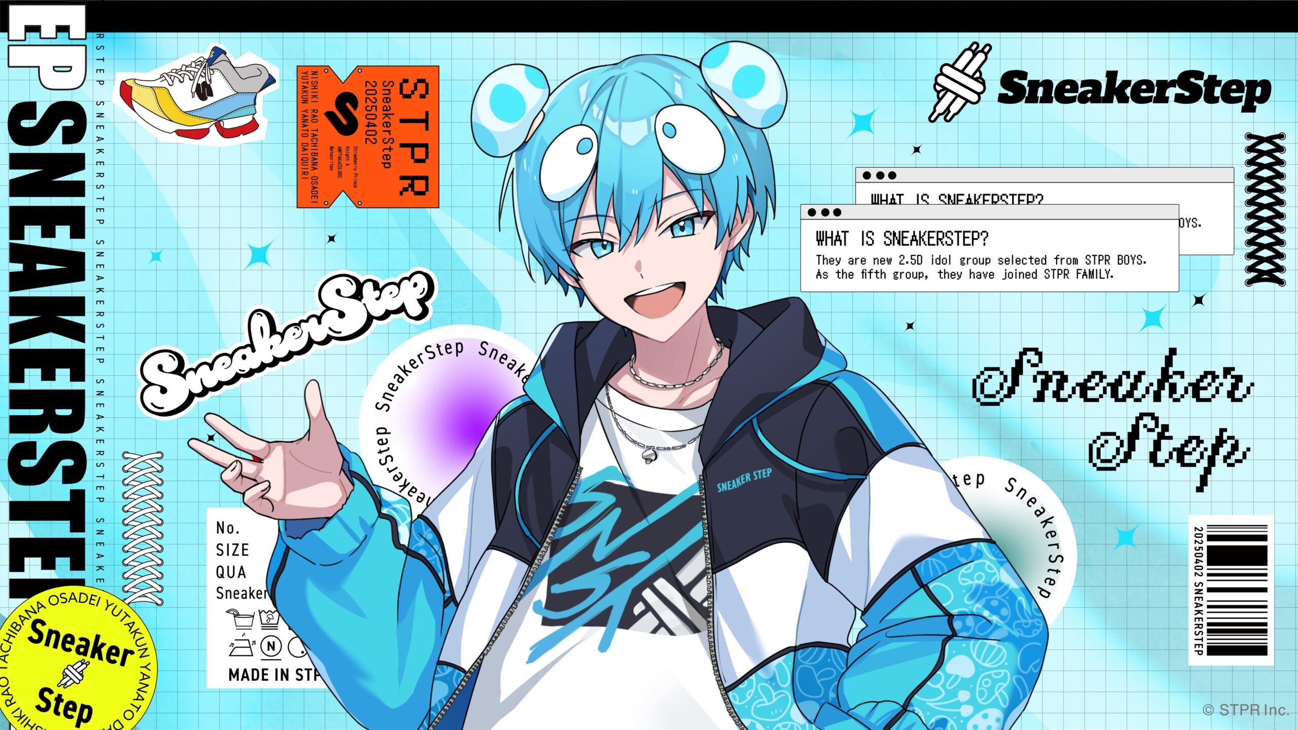 SneakerStepの青髪キャラクターとデザイン