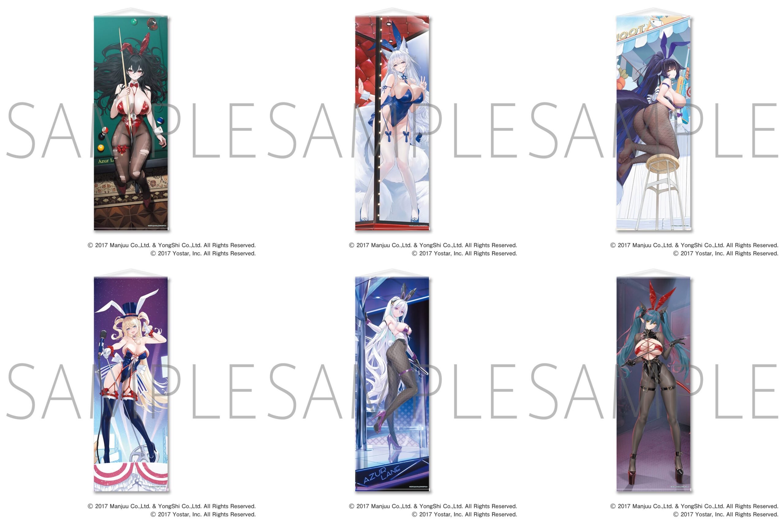 異なるスタイルのバニーガールのタペストリー