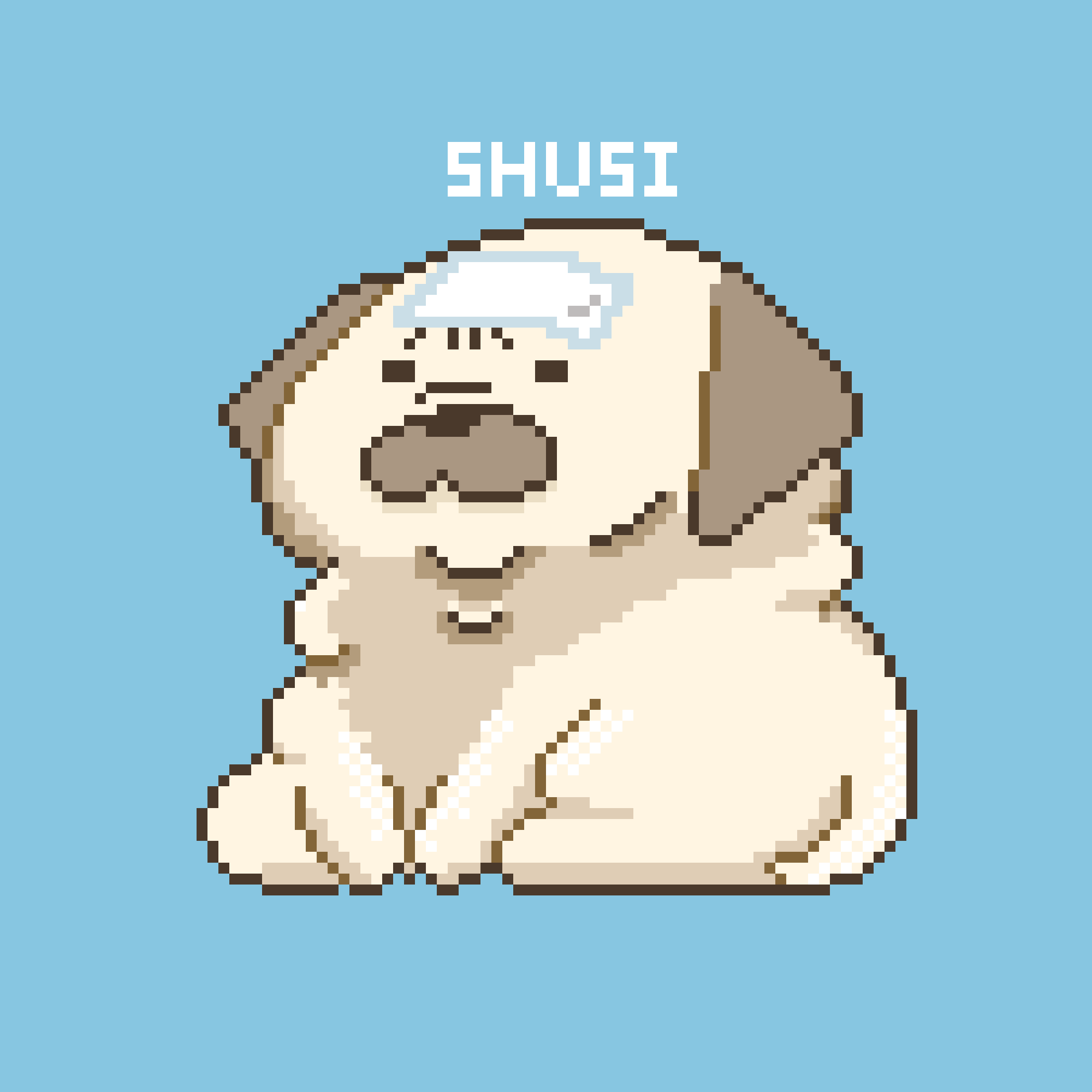 ポッチャリ犬キャラクターのピクセルアート