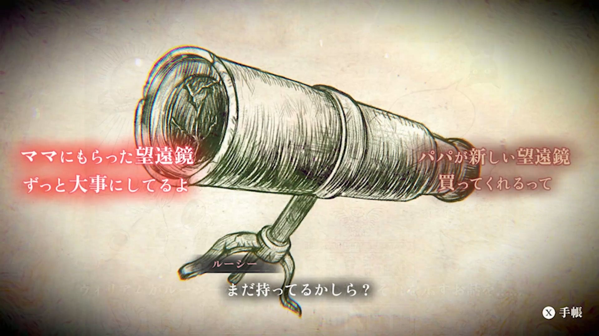 古い望遠鏡が描かれた場面