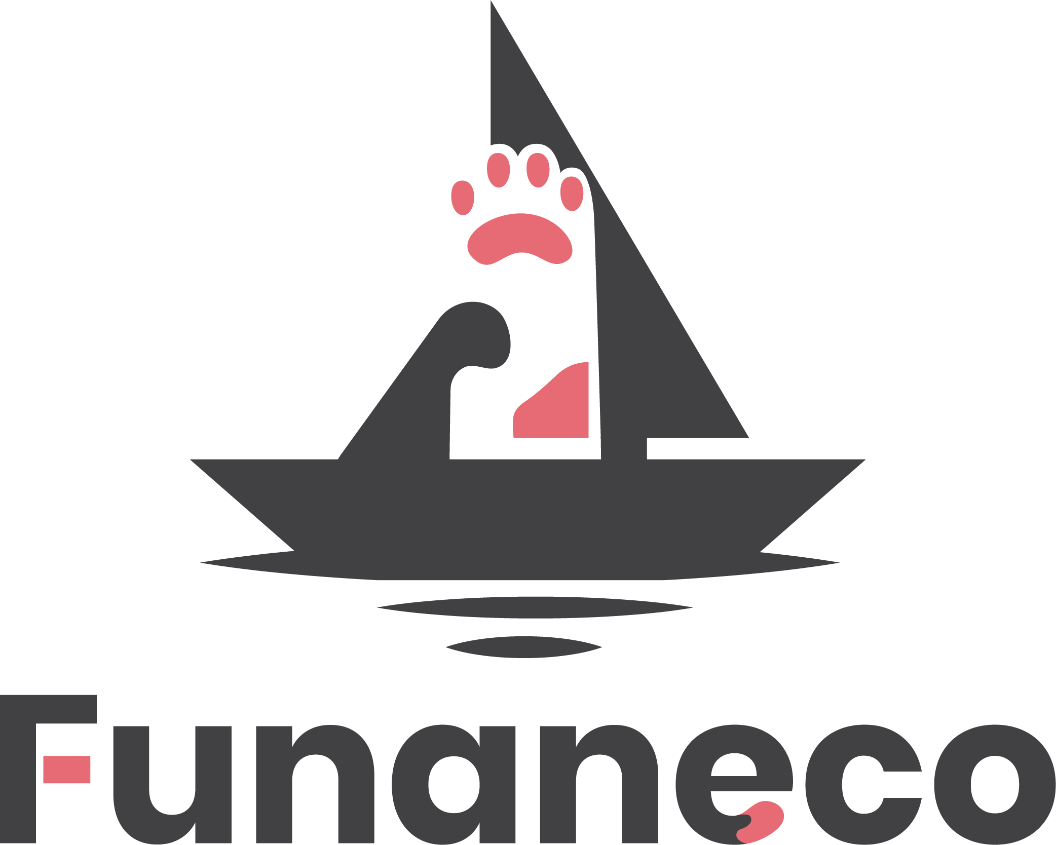 帆船と猫の足跡のFunanecoロゴ