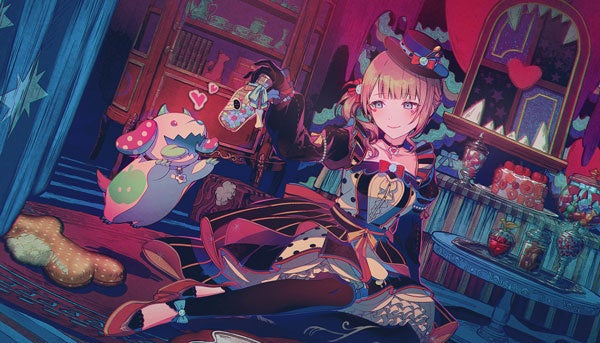 魔法の衣装を着たキャラクターと部屋