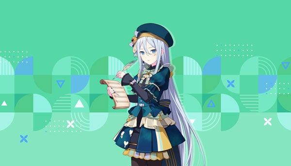 緑の背景に立つキャラクター