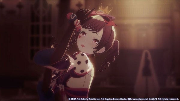 ドレスを着たキャラクターの舞踏会シーン