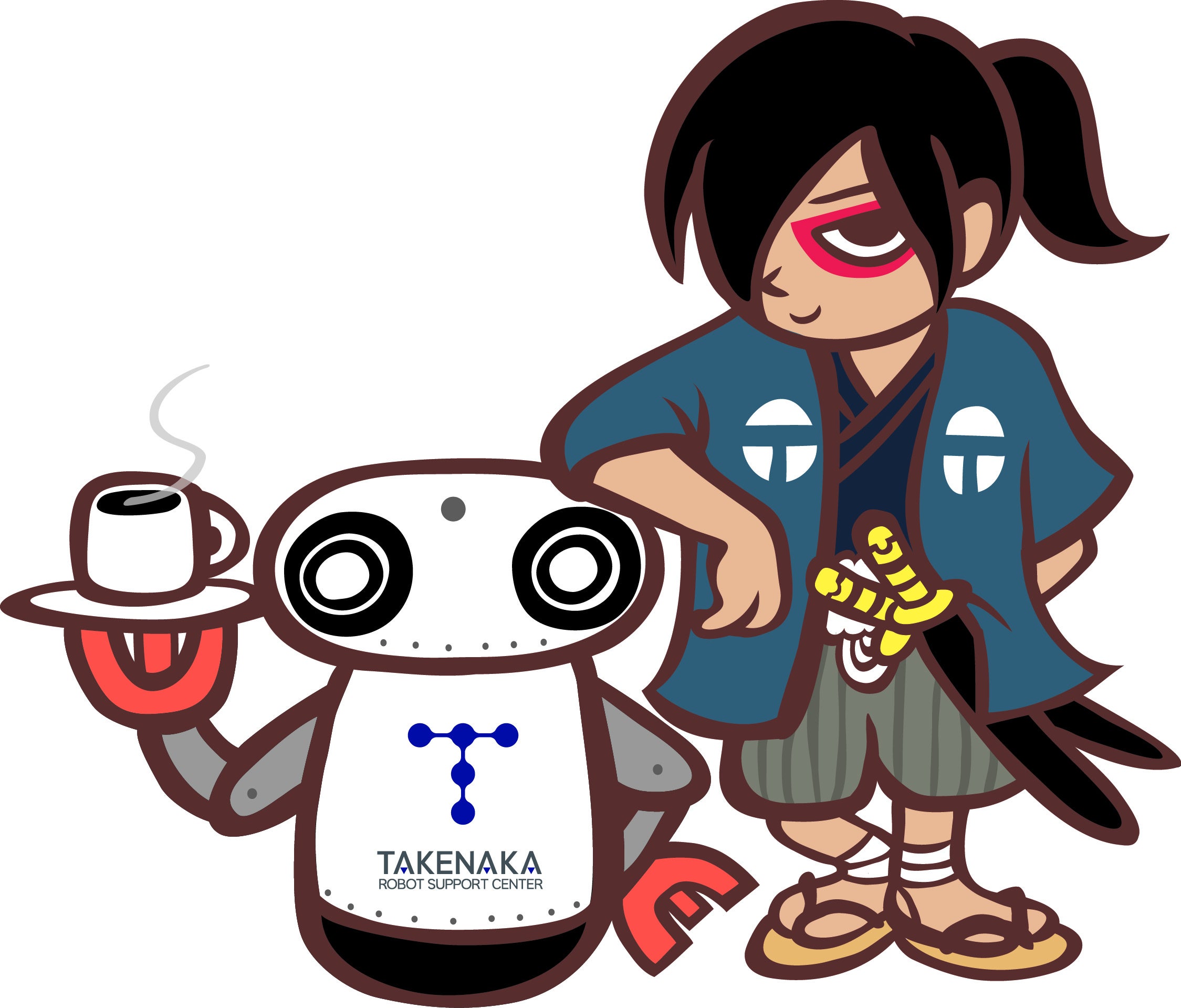 竹中キャラクターとロボットのイラスト