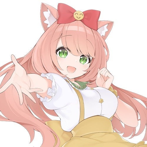 猫耳のVTuberが元気に手を伸ばす