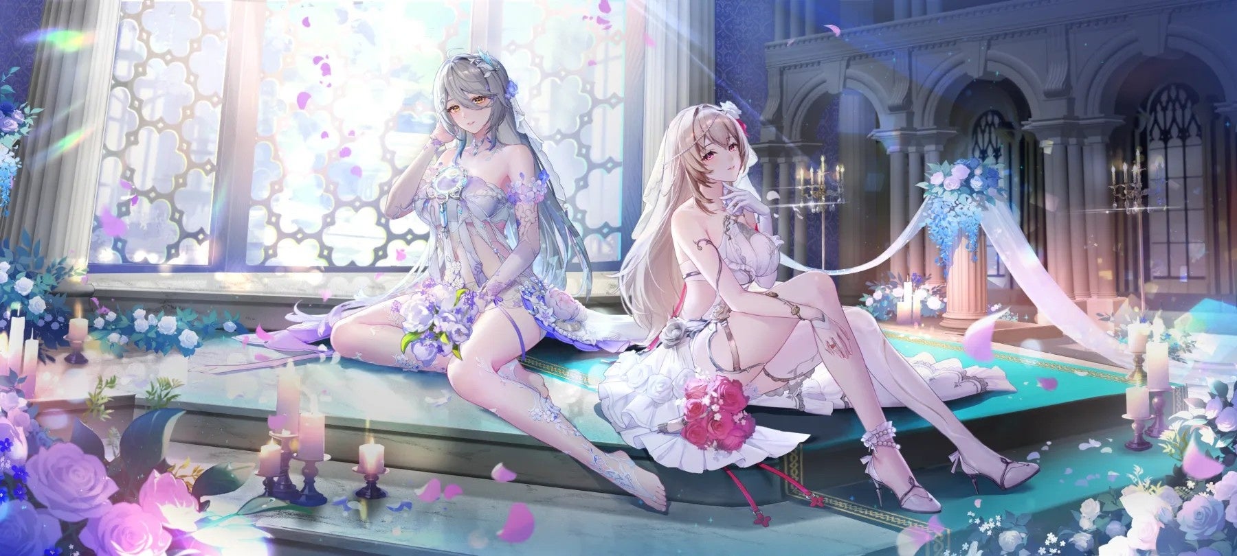 荘厳なホールでたたずむVTuberたち