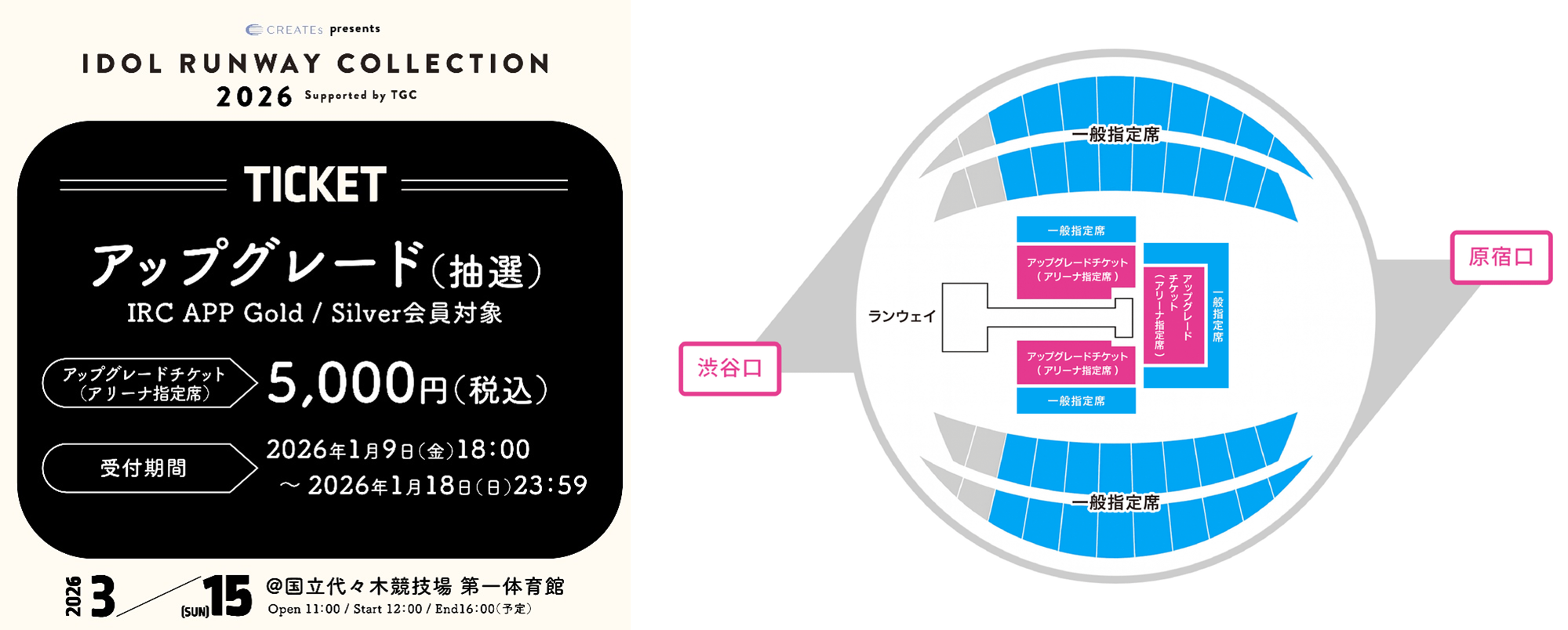 チケットとアリーナ会場図