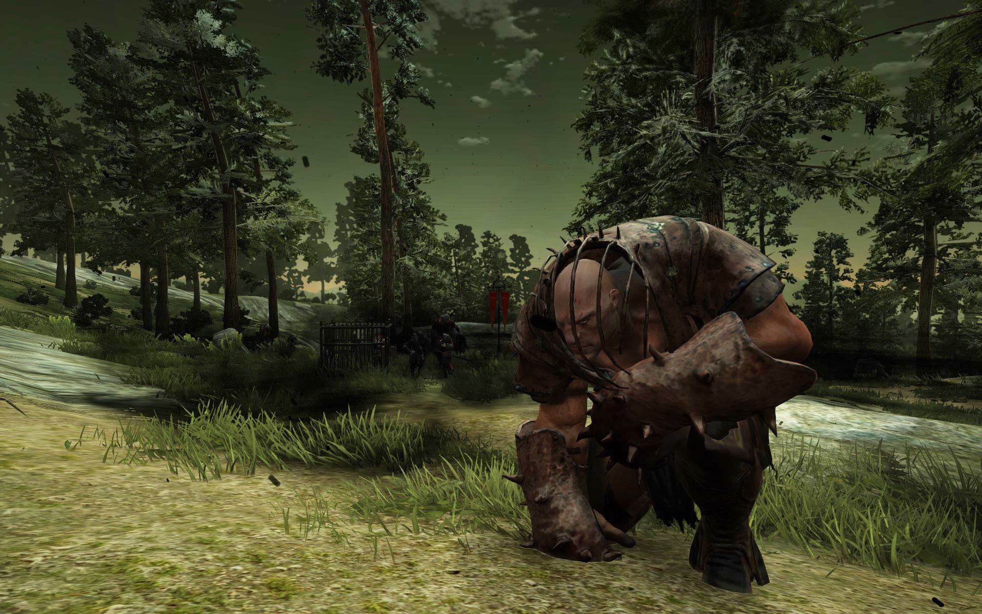 暗い森に現れる不気味な巨人