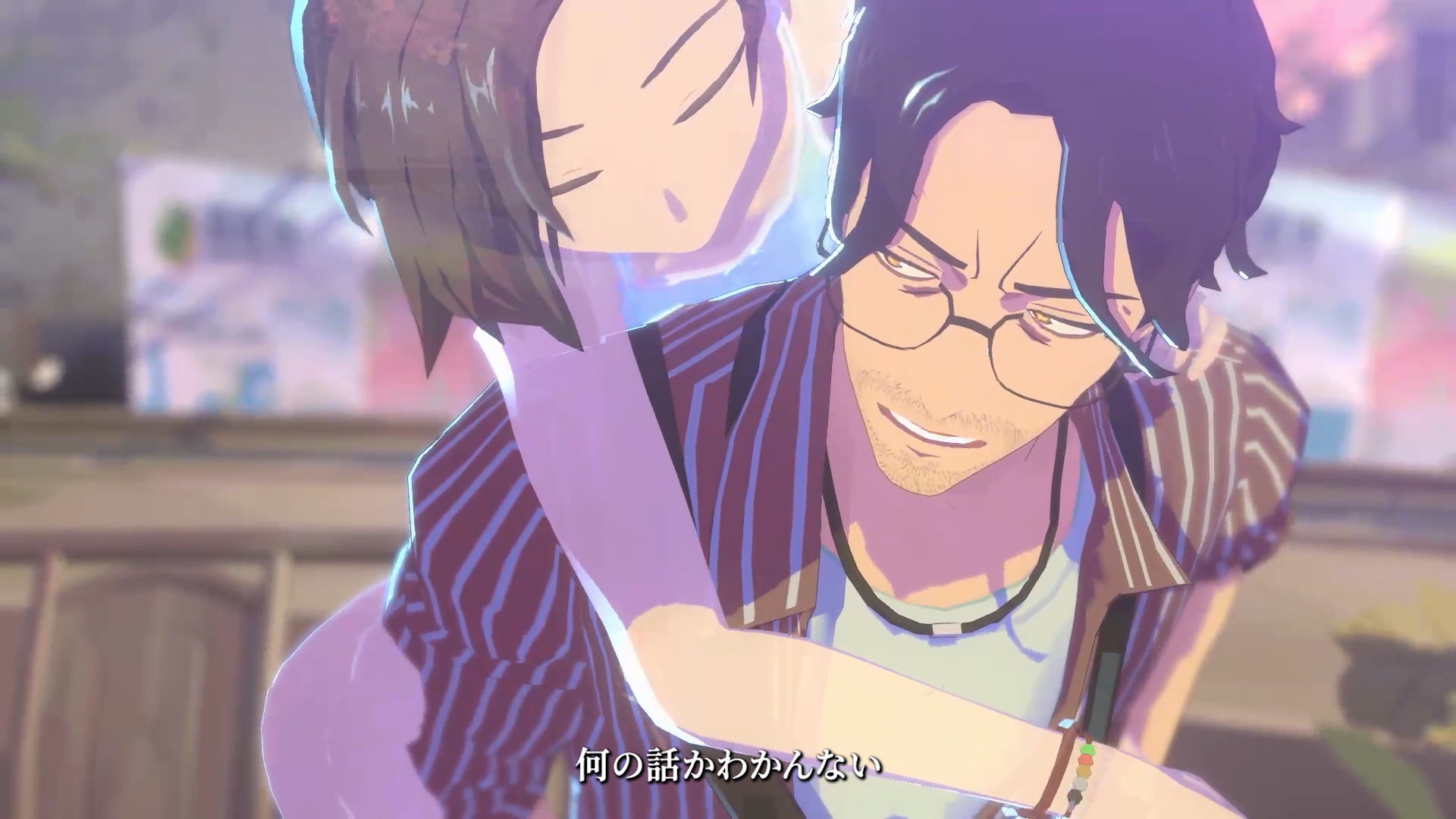 キャラクターが背中に飛び乗るシーン