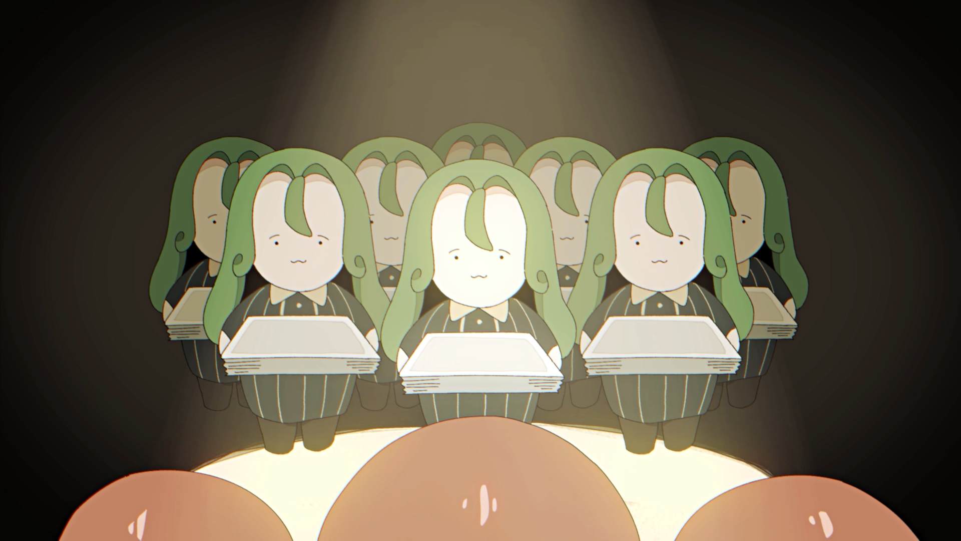 スポットライトを浴びるキャラクターたち