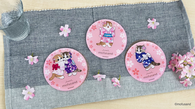 ピンクmofusandコースターセット