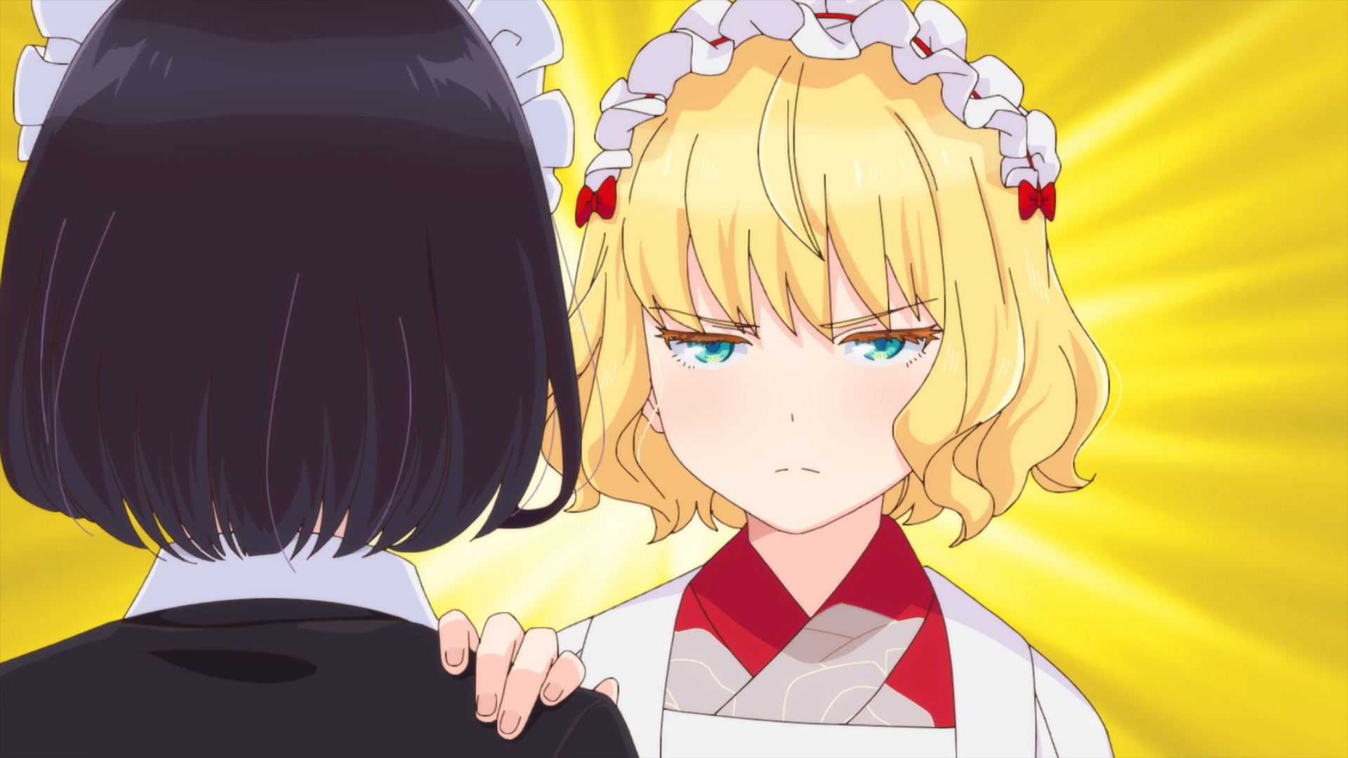 メイドと金髪キャラの対面