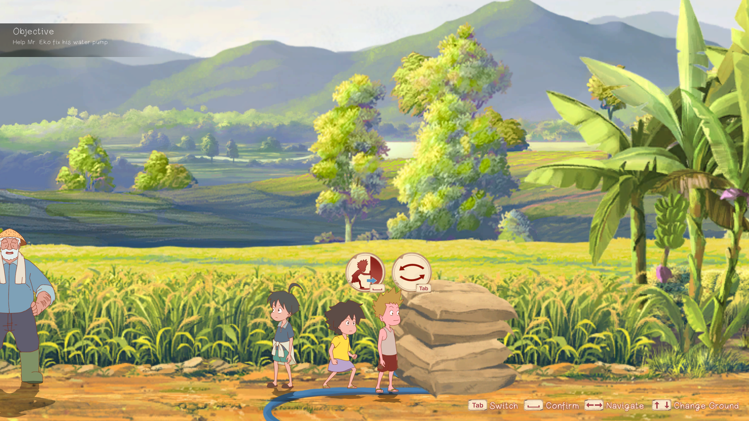 田園風景の中でのKejoraキャラクターたち