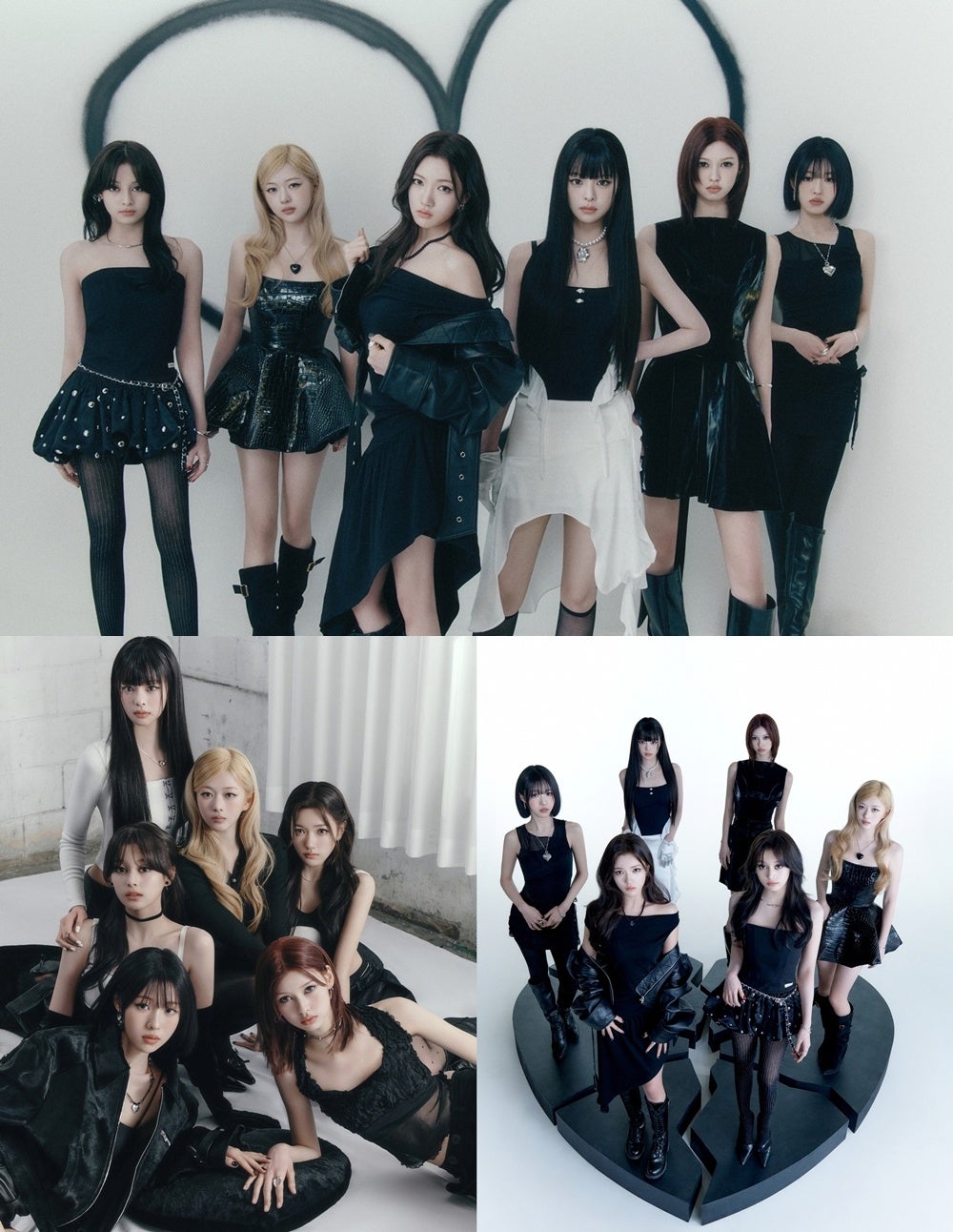 ハートを背景にしたグループの集合