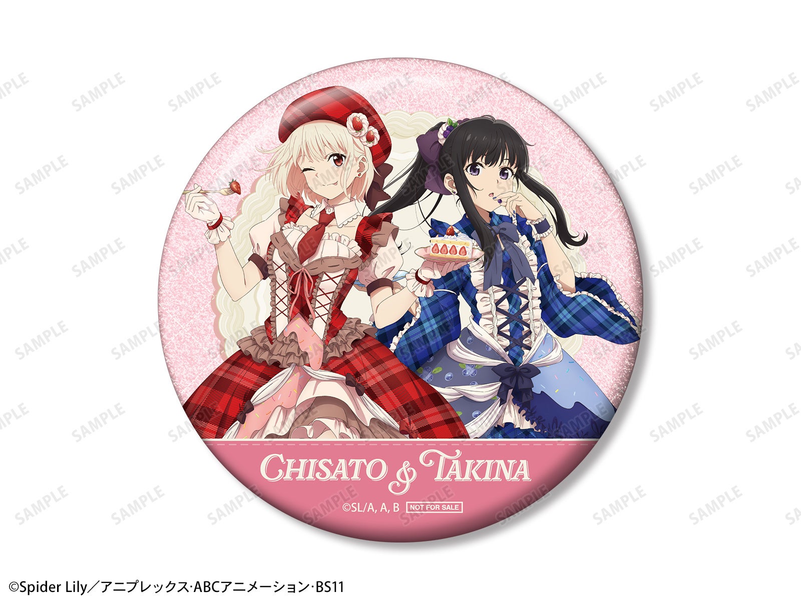 キャラクター二人の丸形バッジ