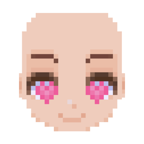ピンクハートの目を持つキャラクターの顔