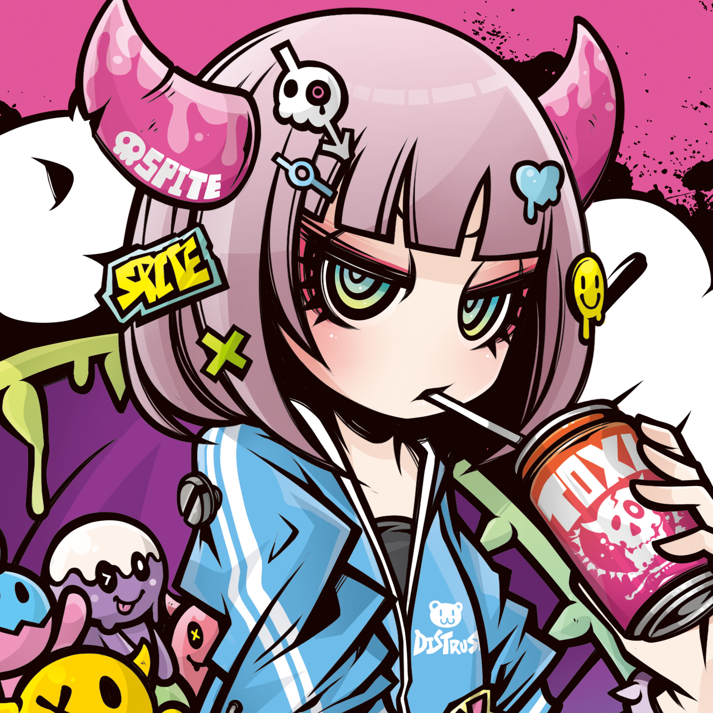 ピンクと毒のイラストスタイル