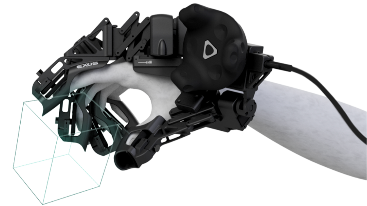 EXOS搭載の手の触覚デバイス