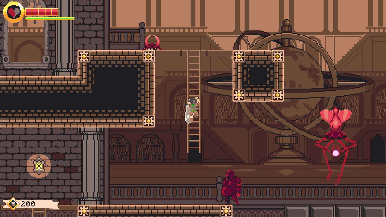 図書館のような背景と敵キャラ