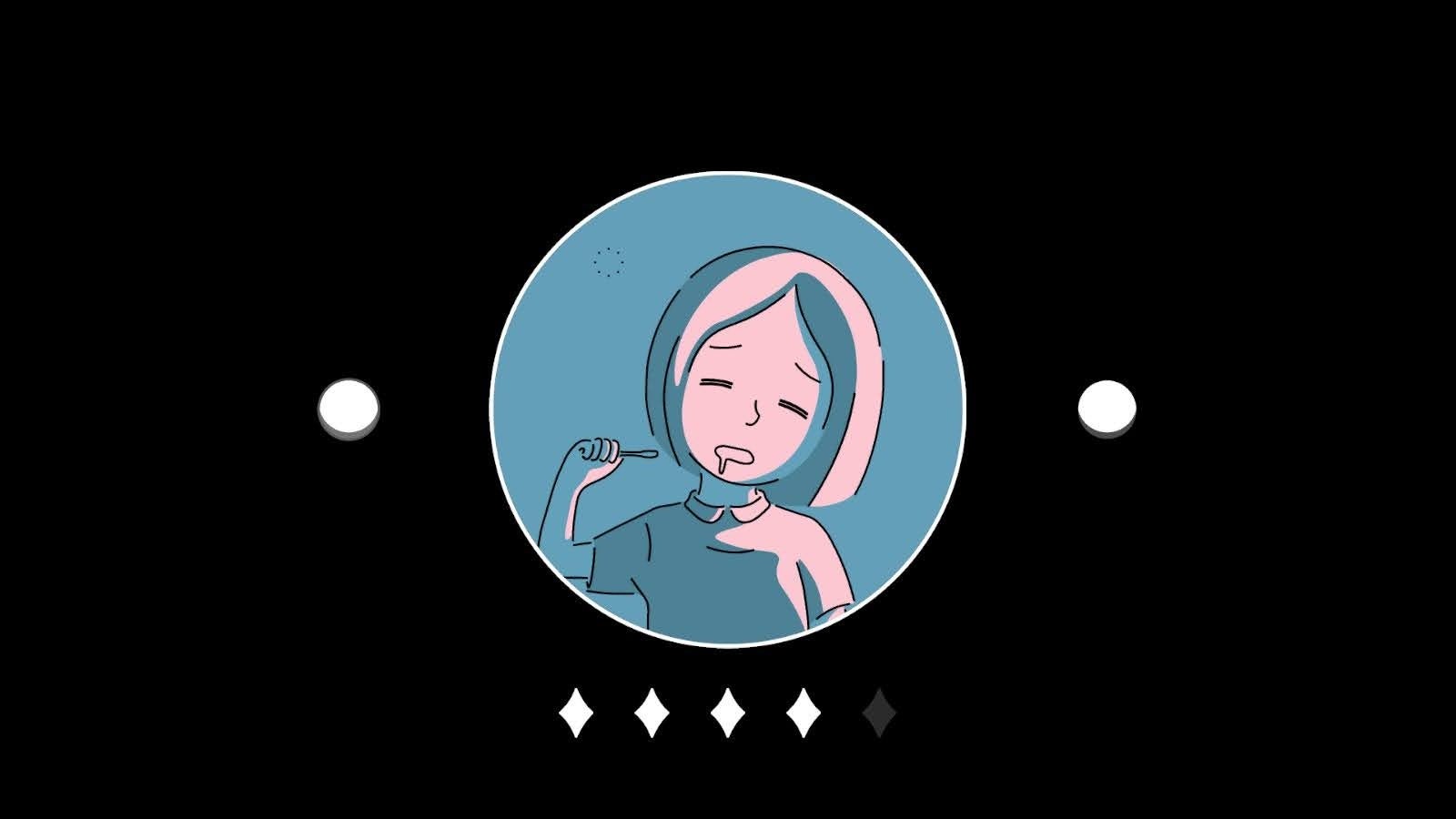 キャラクターが歯磨きするシーン