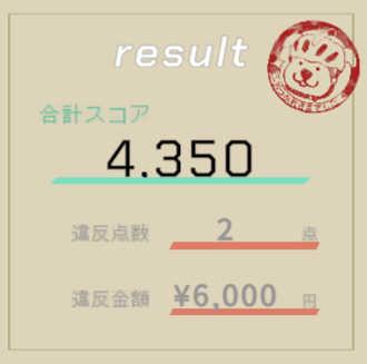 ゲームのスコアと違反の通知